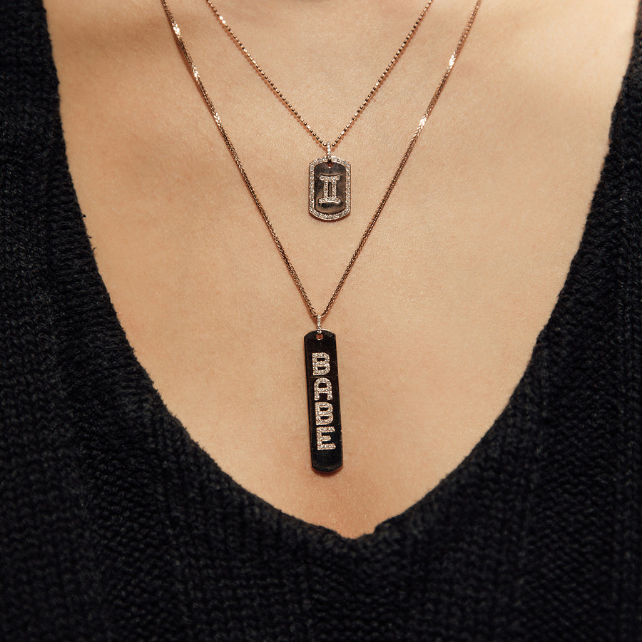 Carbon & Hyde Custom Initial Dog Tag Necklace - White Gold - Necklaces - Broken English Jewelry