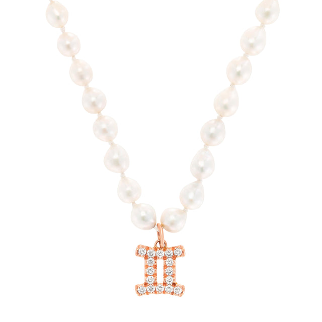 Carbon & Hyde Zodiac Pearl Necklace - Rose Gold - Necklaces - Broken English Jewelry