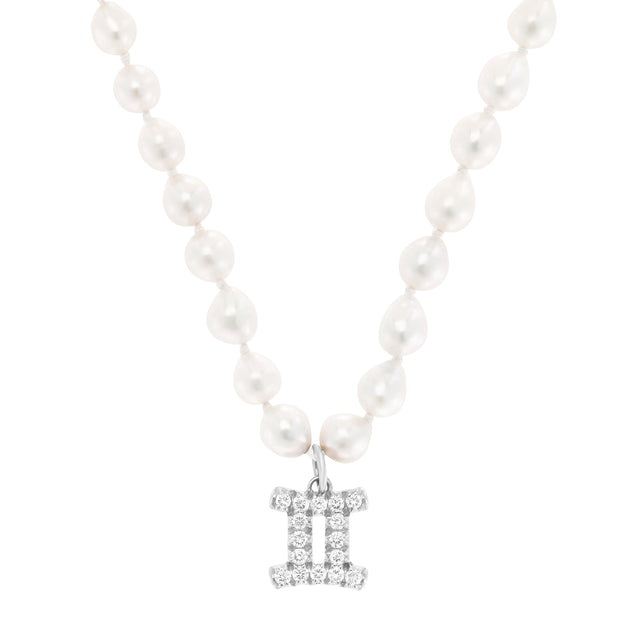Carbon & Hyde Zodiac Pearl Necklace - White Gold - Necklaces - Broken English Jewelry