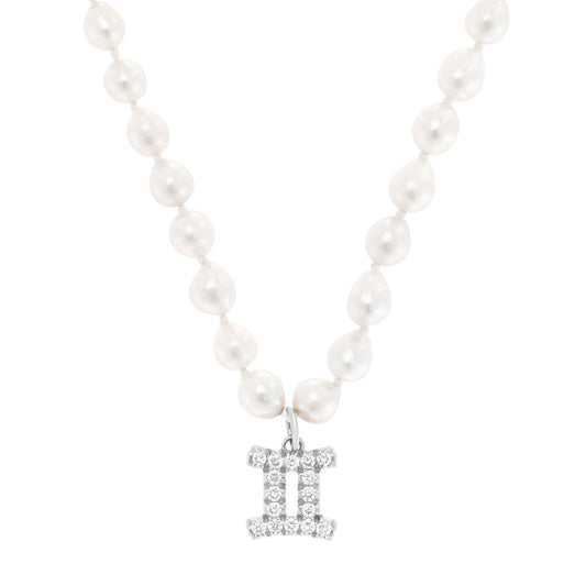 Zodiac Pearl Necklace - White Gold - Main Img