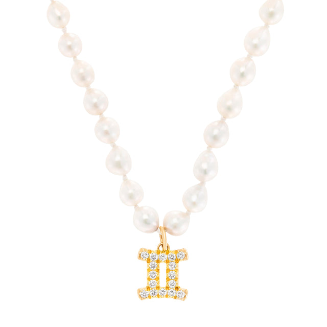 Carbon & Hyde Zodiac Pearl Necklace - Yellow Gold - Necklaces - Broken English Jewelry