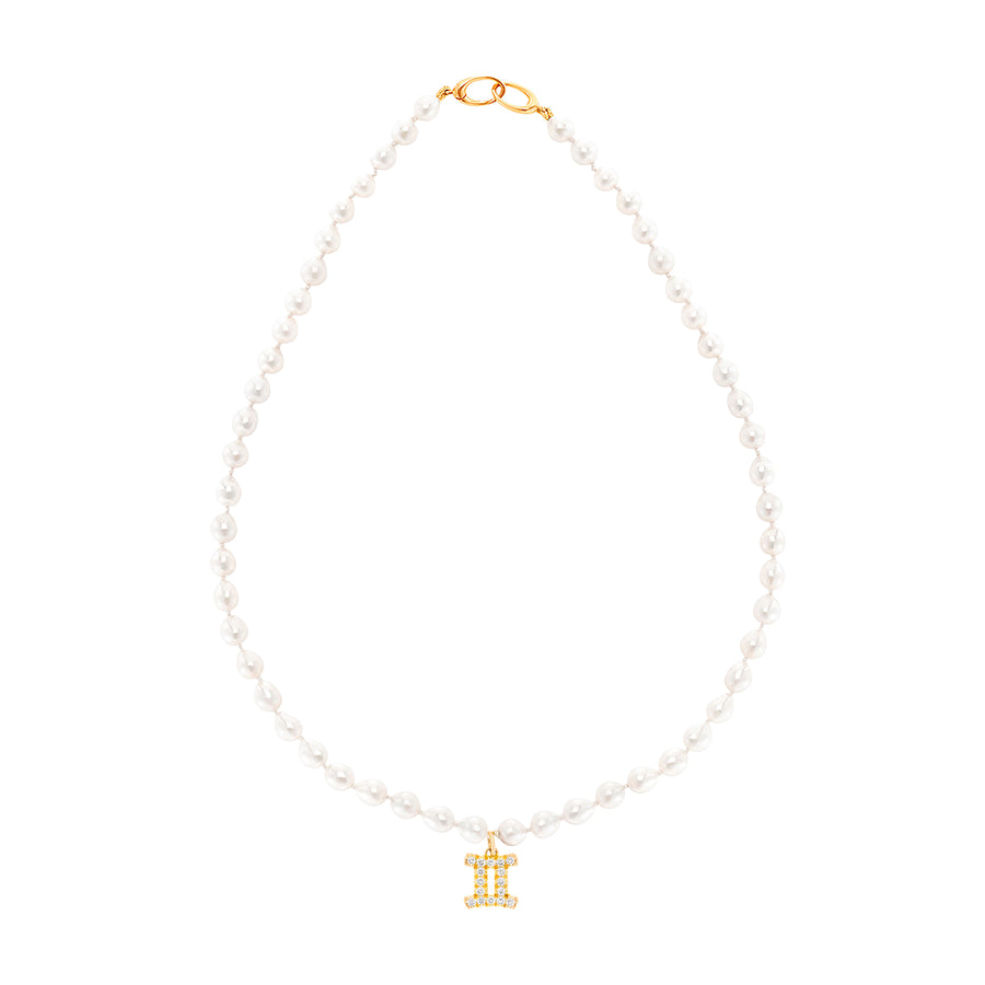 Carbon & Hyde Zodiac Pearl Necklace - Yellow Gold - Necklaces - Broken English Jewelry