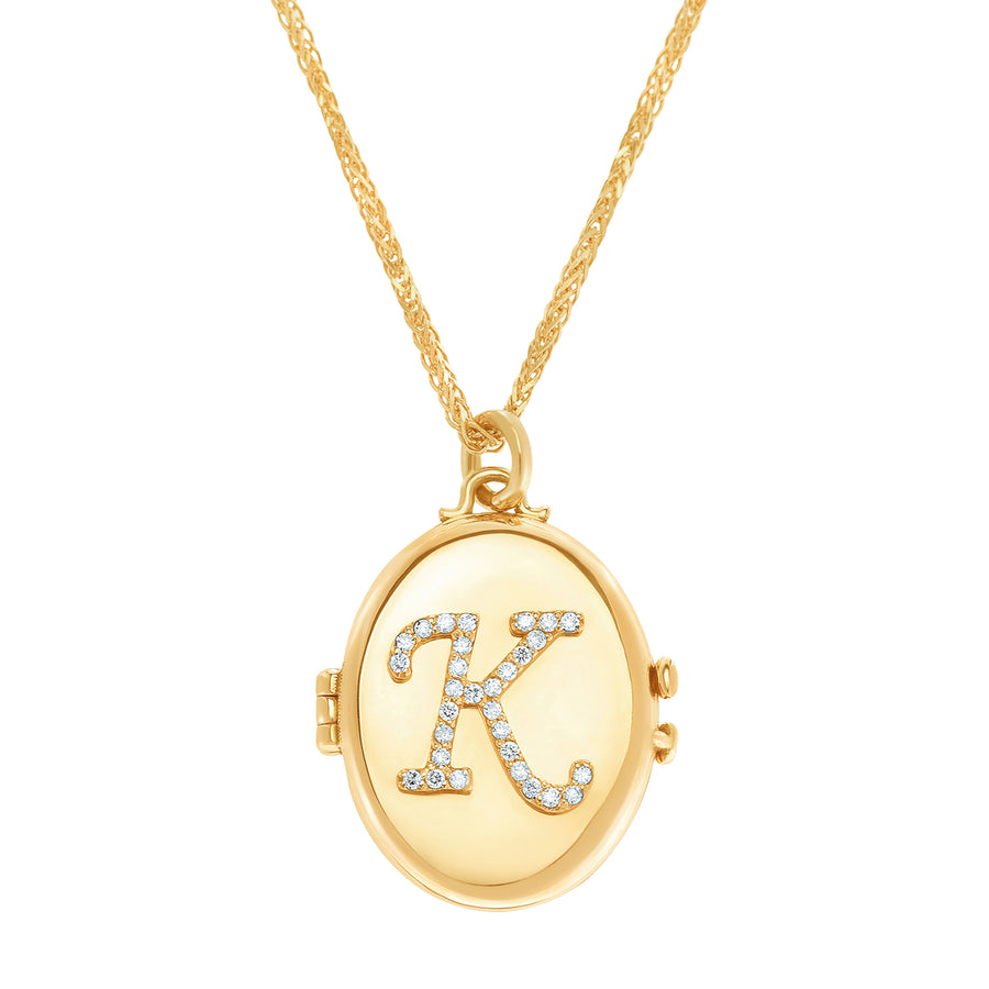 Carbon & Hyde Custom Initial Locket Necklace - Yellow Gold - Necklaces - Broken English Jewelry