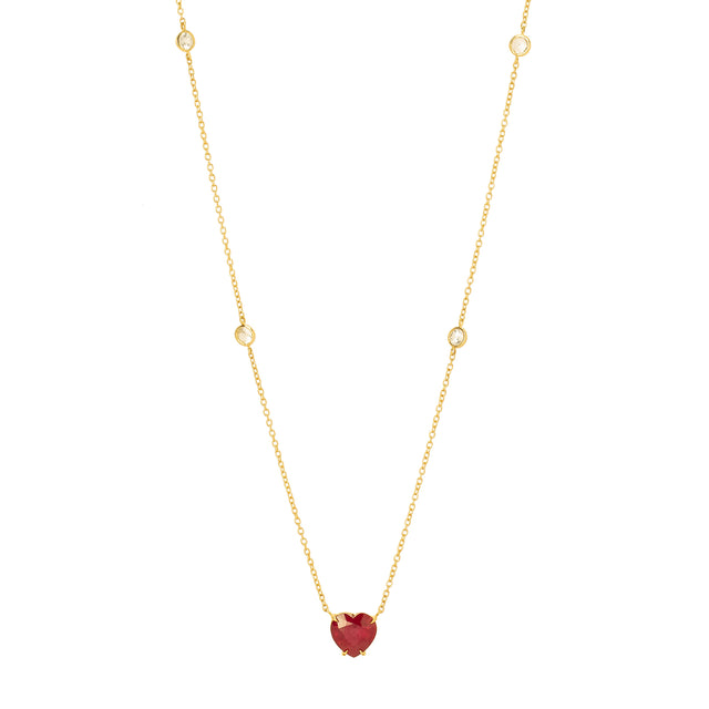 Ara Vartanian Heart Necklace - Ruby & Sapphire - Necklaces - Broken English Jewelry