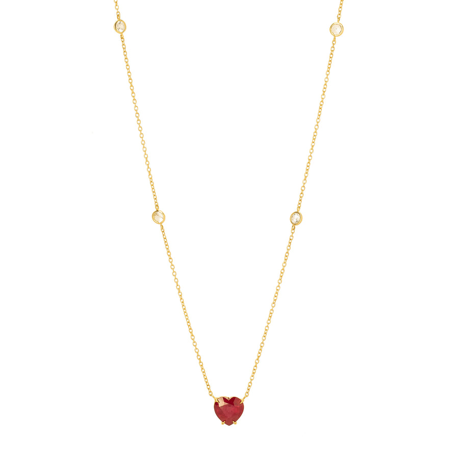 Ara Vartanian Heart Necklace - Ruby & Sapphire - Necklaces - Broken English Jewelry