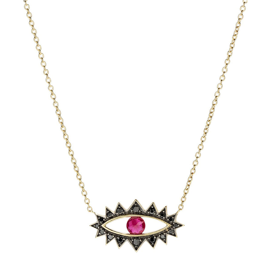 Ara Vartanian Eye Pendant Necklace - Ruby & Black Diamond - Broken English Jewelry