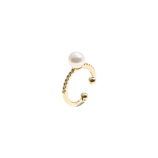 Hirotaka Ear Cuff - Akoya Pearl & Diamond - Broken English Jewelry