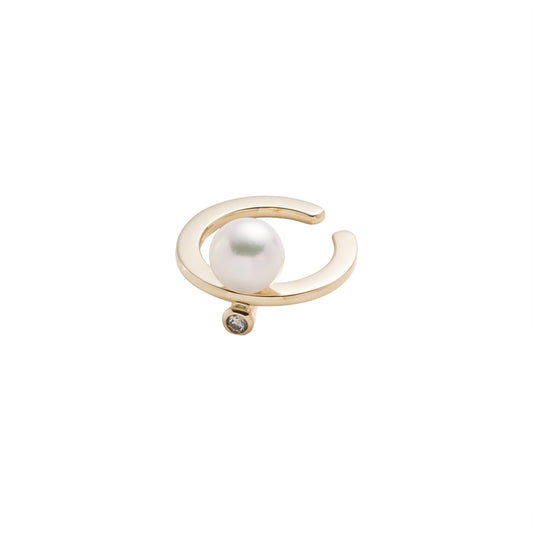 Bumble Bee Ear Cuff - Pearl & Diamond - Main Img