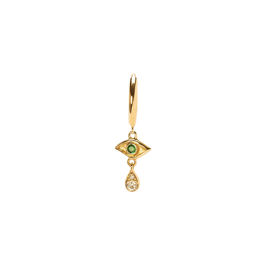 Pamela Love Crying Eye Huggie - Emerald & Diamond - Earrings - Broken English Jewelry