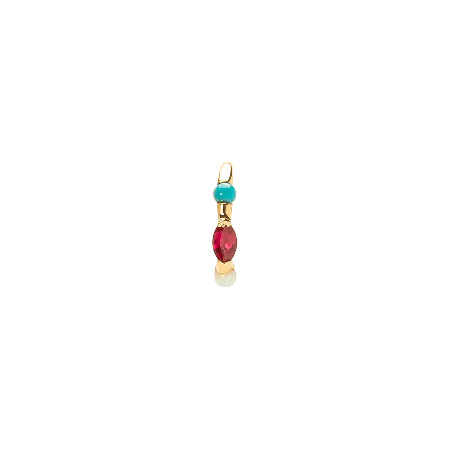 Pamela Love Clicker Huggie - Turquoise, Ruby & Opal - Earrings - Broken English Jewelry