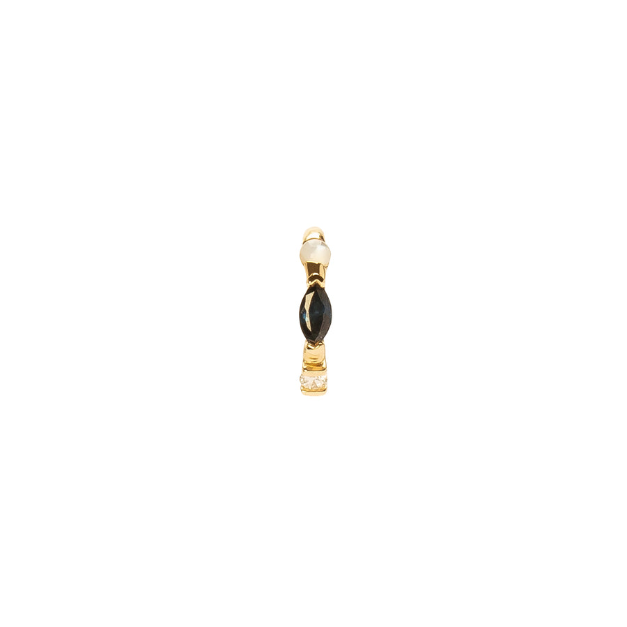 Pamela Love Clicker Huggie - Sapphire, Pearl & Diamond - Earrings - Broken English Jewelry