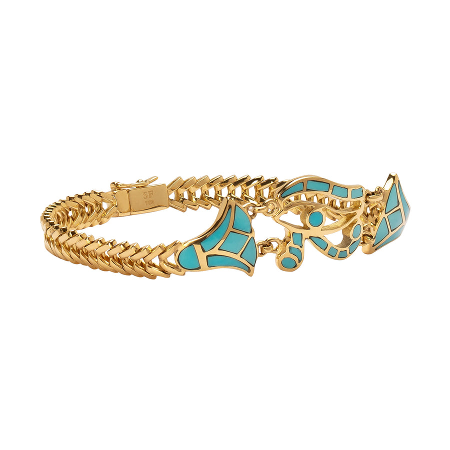 Silvia Furmanovich Egypt Mosaic Eye of Horus Turquoise Bracelet - Bracelets - Broken English Jewelry