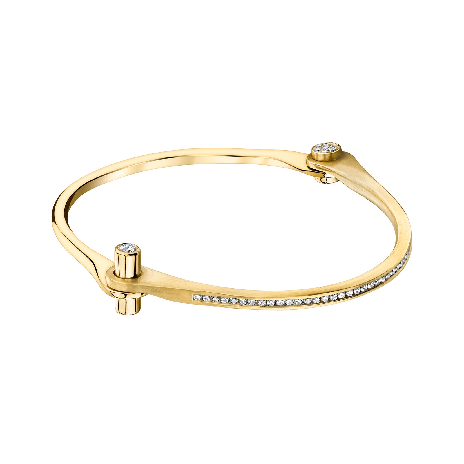Borgioni Skinny Pave Diamond Handcuff - Yellow Gold - Broken English Jewelry