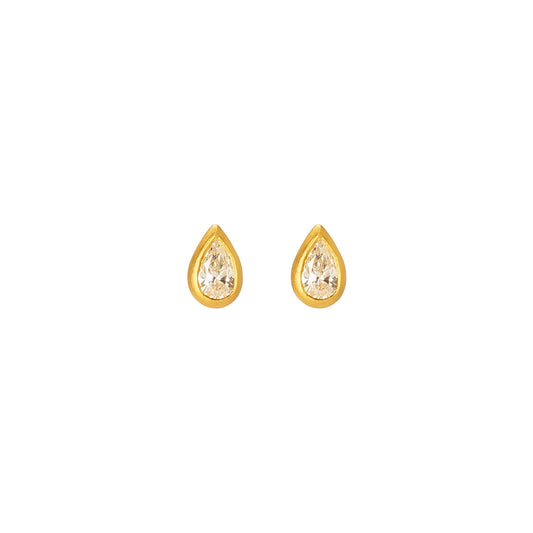 Pear Cut Diamond Studs - Yellow Gold - Main Img