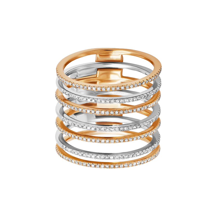 Graziela Mega 2-in-1 Band Ring - White & Yellow Gold - Broken English Jewelry