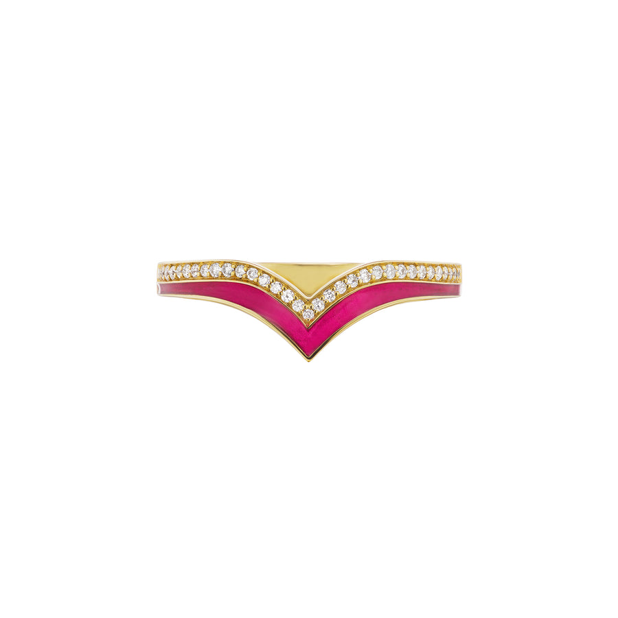Ark Atlantis Stacking Ring - Hot Pink Enamel & Diamond - Rings - Broken English Jewelry