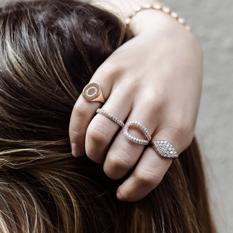 Carbon & Hyde Custom Birthstone Initial Mini Chilla Ring - Rose Gold - Rings - Broken English Jewelry