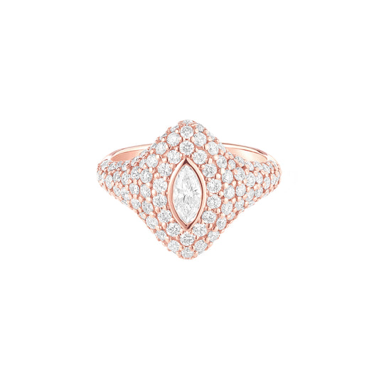 Marquise Diamond Bling Pinky Ring - Rose Gold - Main Img