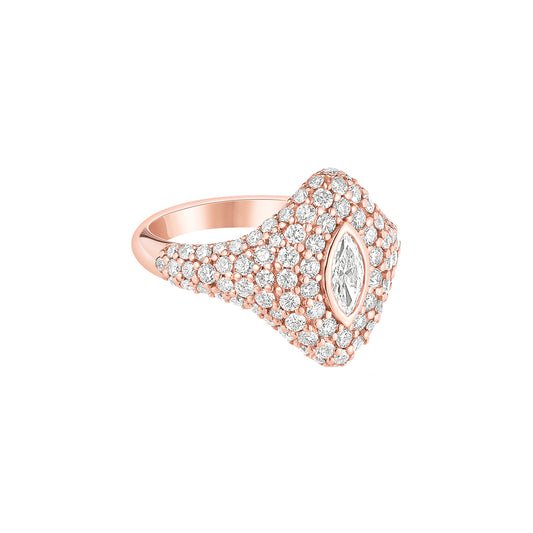 Marquise Diamond Bling Pinky Ring - Rose Gold