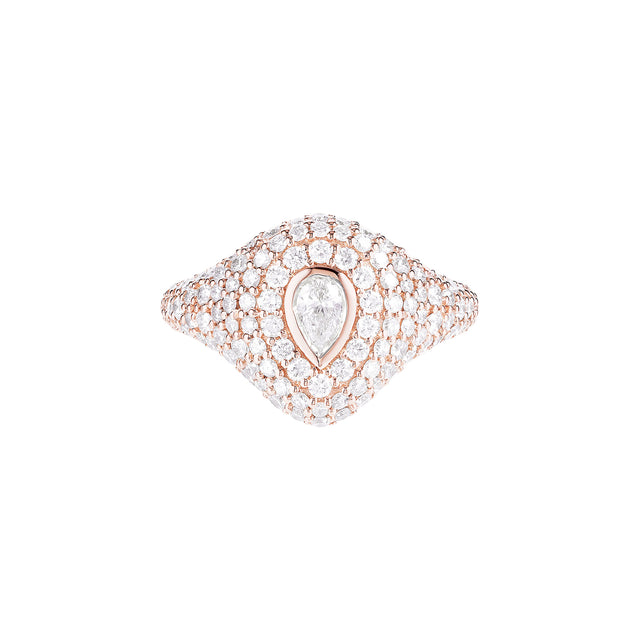 Carbon & Hyde Pear Bling Pinky Ring - Rose Gold - Broken English Jewelry