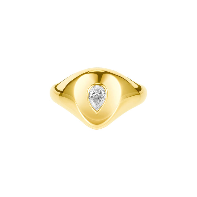 Carbon & Hyde Pear Pinky Ring - Yellow Gold - Broken English Jewelry