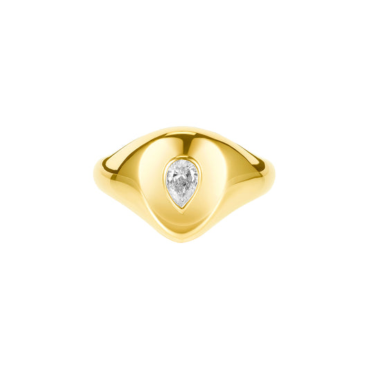 Pear Pinky Ring - Yellow Gold - Main Img