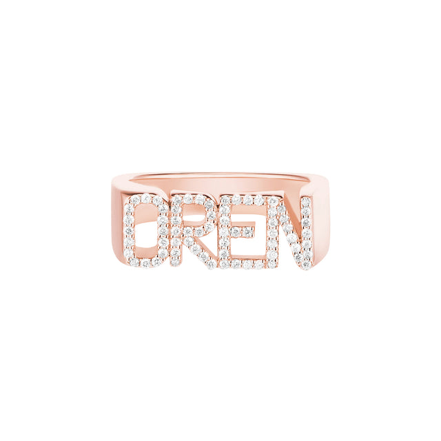 Carbon & Hyde Custom Diamond Signet Ring - Rose Gold - Rings - Broken English Jewelry