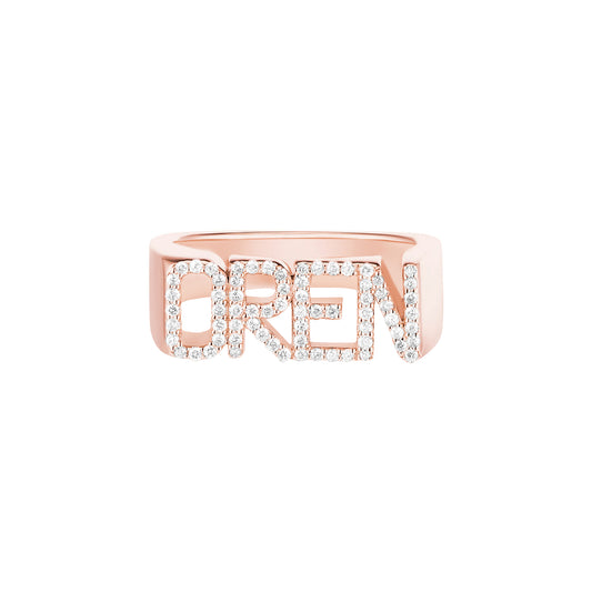 Custom Diamond Signet Ring - Rose Gold - Main Img