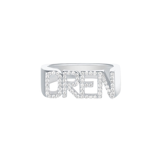 Custom Diamond Signet Ring - White Gold - Main Img