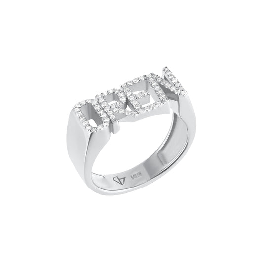 Custom Diamond Signet Ring - White Gold