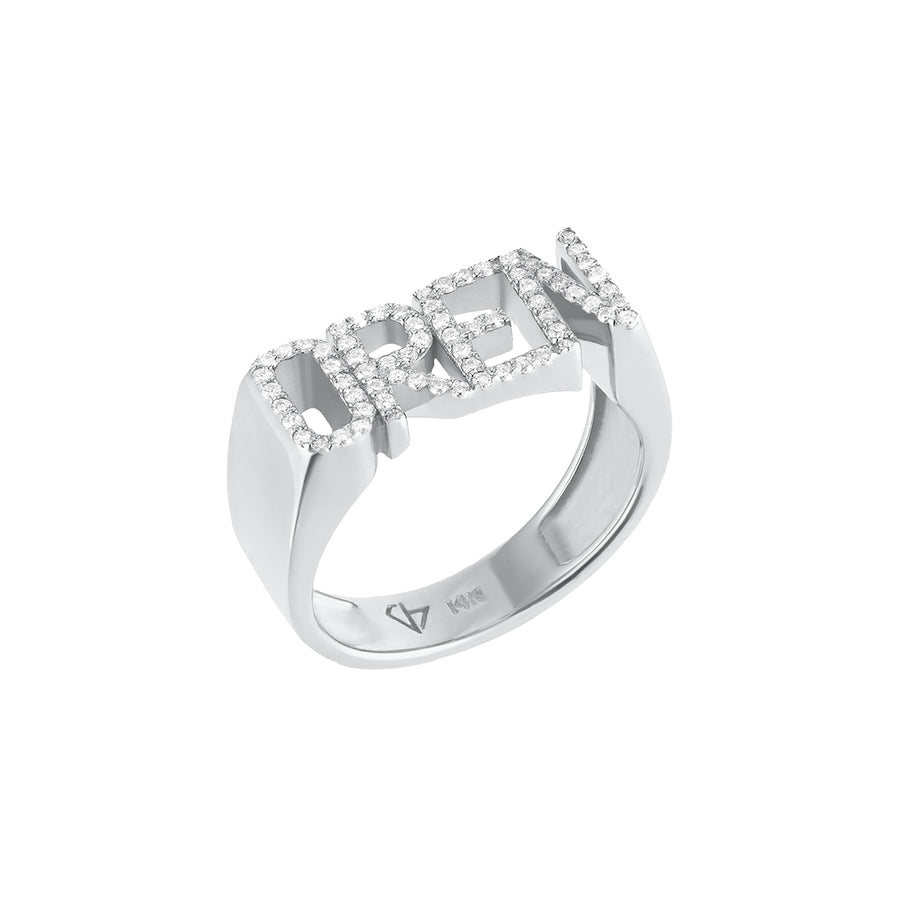 Carbon & Hyde Custom Diamond Signet Ring - White Gold - Rings - Broken English Jewelry