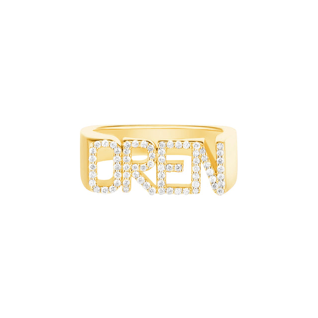 Carbon & Hyde Custom Diamond Signet Ring - Yellow Gold - Rings - Broken English Jewelry