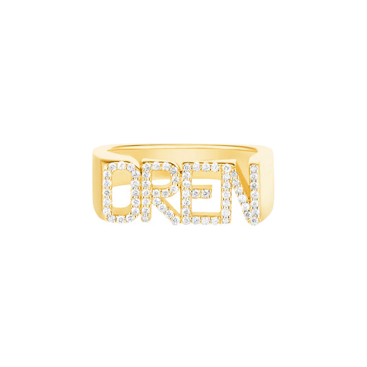 Custom Diamond Signet Ring - Yellow Gold - Main Img