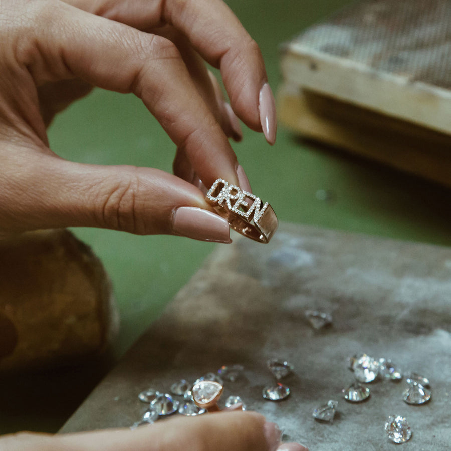 Carbon & Hyde Custom Diamond Signet Ring - Rose Gold - Rings - Broken English Jewelry