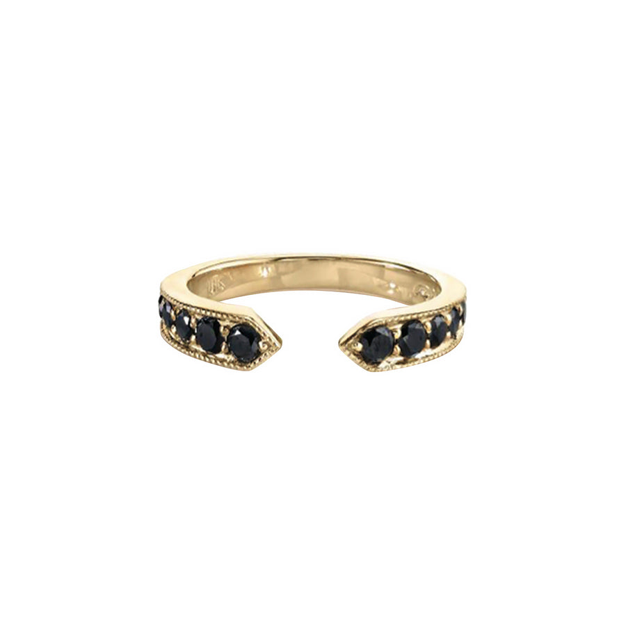 Lizzie Mandler Chevron Black Diamond Ring - Yellow Gold - Broken English Jewelry