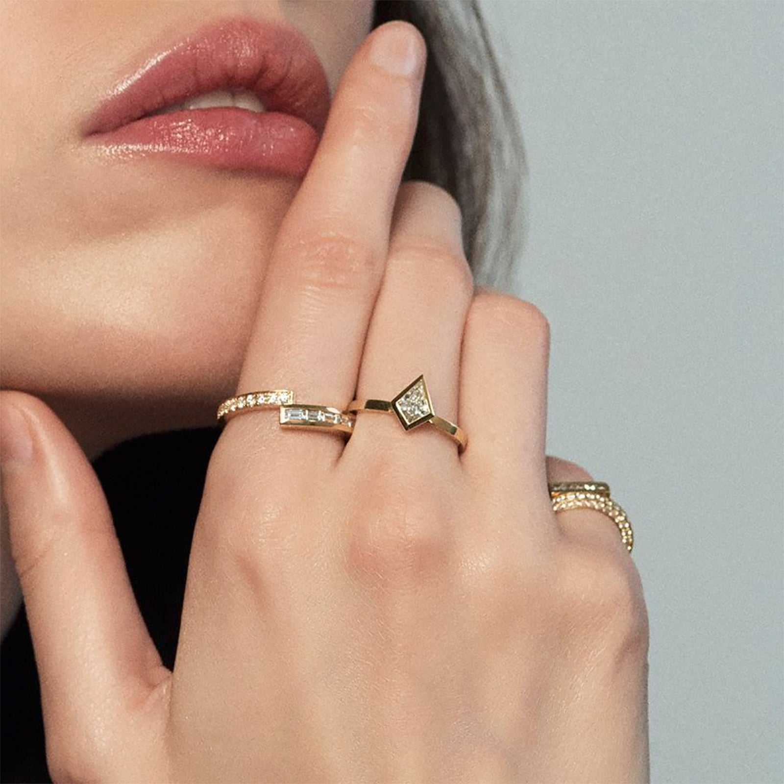 Azlee Pave & Baguette Diamond Band - Rings - Broken English Jewelry