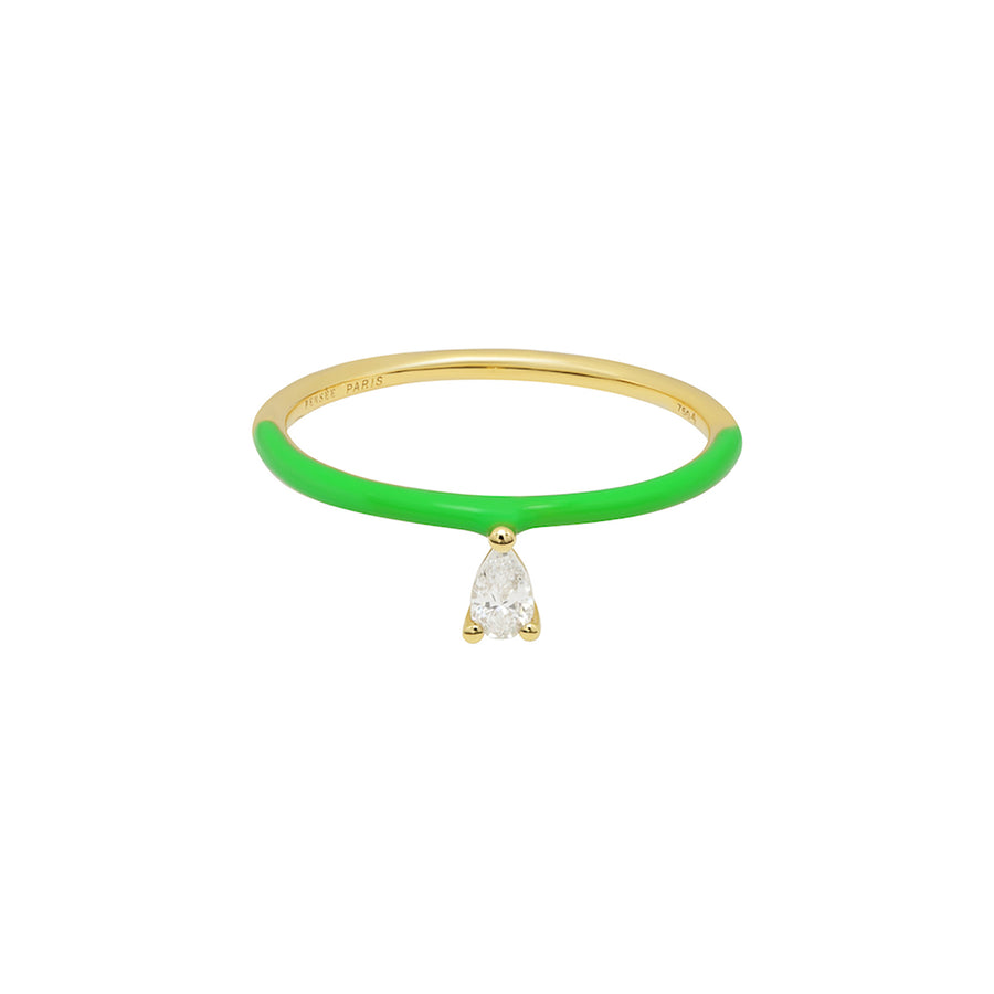 Persée Paris Pear Cut Diamond Enamel Green Ring - Yellow Gold - Rings - Broken English Jewelry