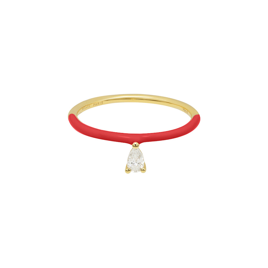 Persée Paris Pear Cut Diamond Enamel Red Ring - Yellow Gold - Rings - Broken English Jewelry