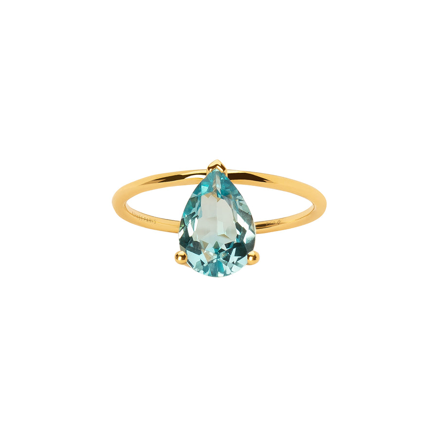 Persée Paris Pear Cut Blue Topaz Ring - Yellow Gold - Rings - Broken English Jewelry