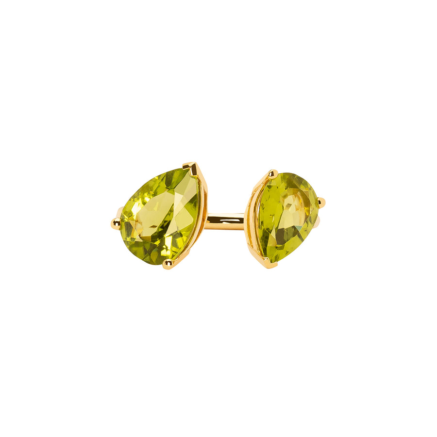 Persée Paris Pear Cut Peridot Double Ring - Yellow Gold - Rings - Broken English Jewelry