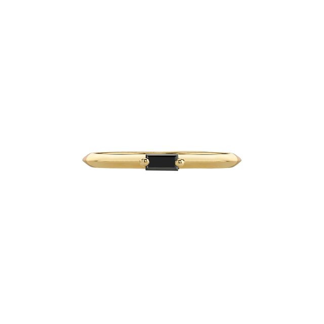 Lizzie Mandler Knife Edge Solitaire Horizontal Baguette Petite Band - Black Diamond - Rings - Broken English Jewelry