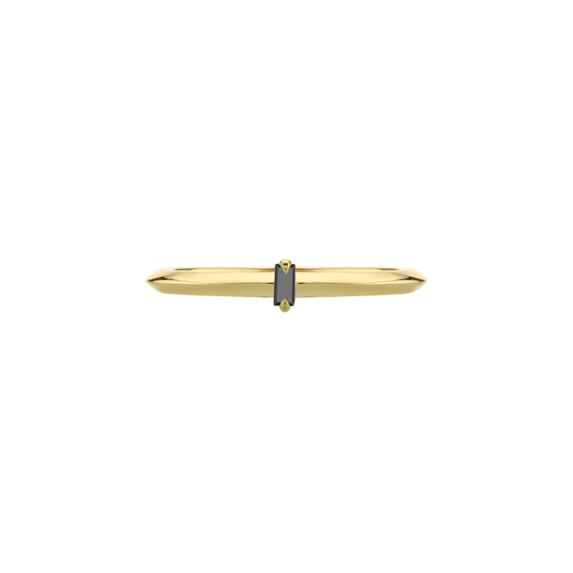 Lizzie Mandler Knife Edge Solitaire Vertical Baguette Petite Band - Black Diamond - Rings - Broken English Jewelry