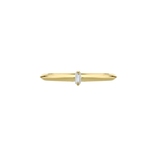 Lizzie Mandler Knife Edge Solitaire Vertical Baguette Petite Band - Diamond - Rings - Broken English Jewelry