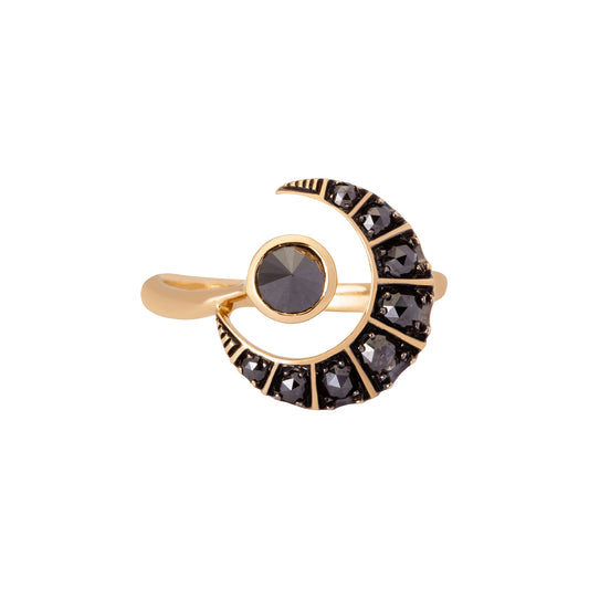 Crescent Ring - Black Diamond - Main Img