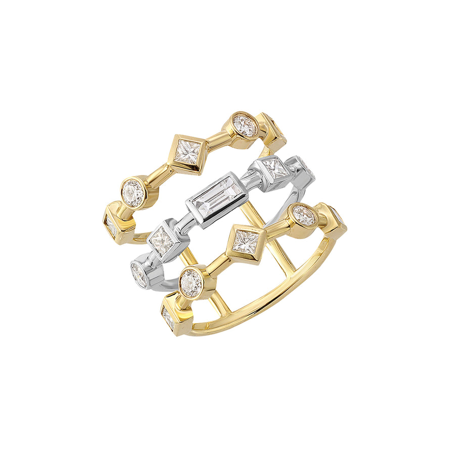 Nancy Newberg Triple Row Mixed Diamond Cage Ring - Rings - Broken English Jewelry