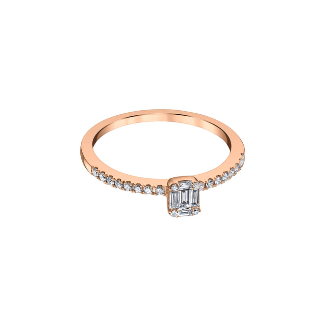 Borgioni Solitaire Baguette Diamond Ring - Rose Gold - Broken English Jewelry