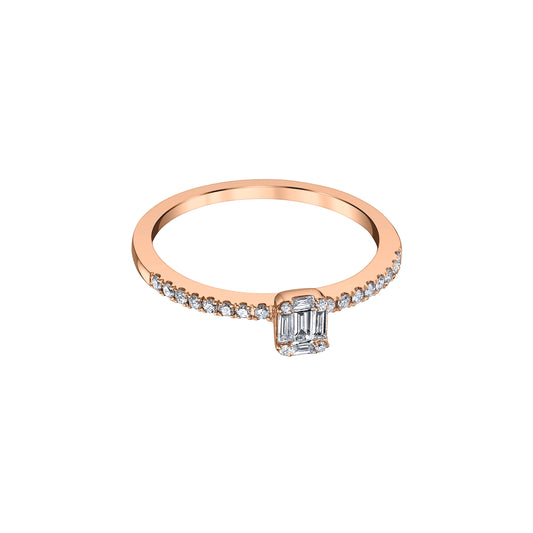 Solitaire Baguette Diamond Ring - Rose Gold - Main Img