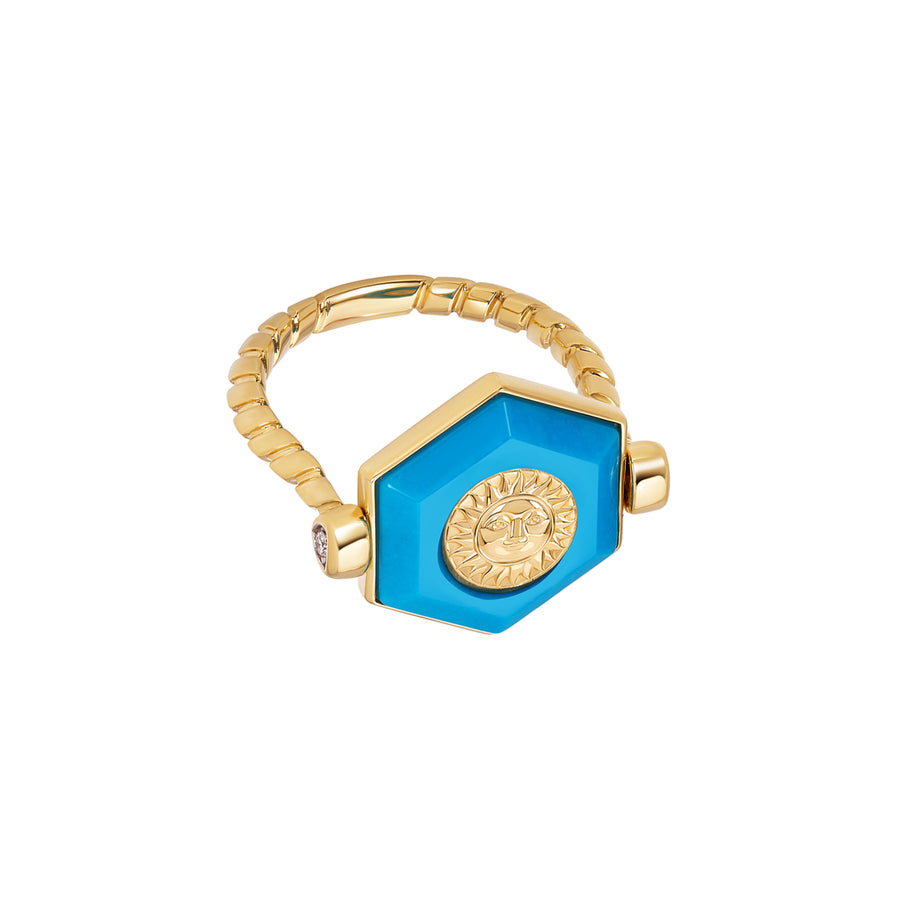 Marina B Soleil Flip Hexagon Ring - Turquoise - Rings - Broken English Jewelry