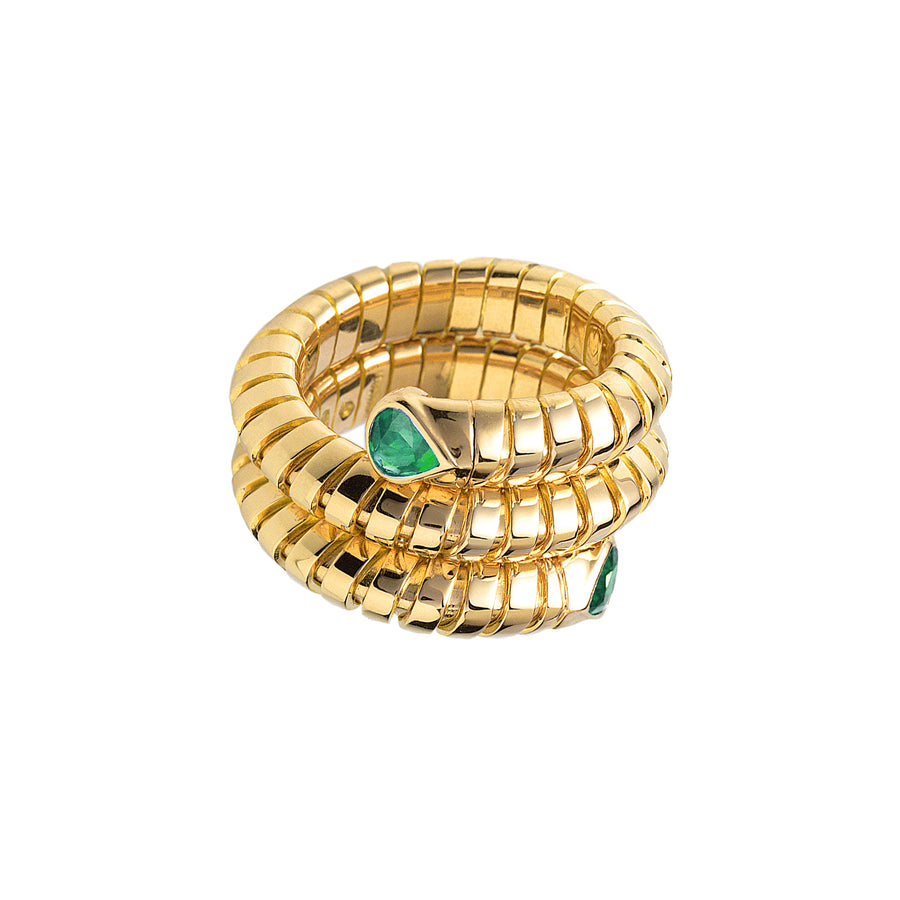 Marina B Trisolina Wrap Ring - Emerald - Rings - Broken English Jewelry