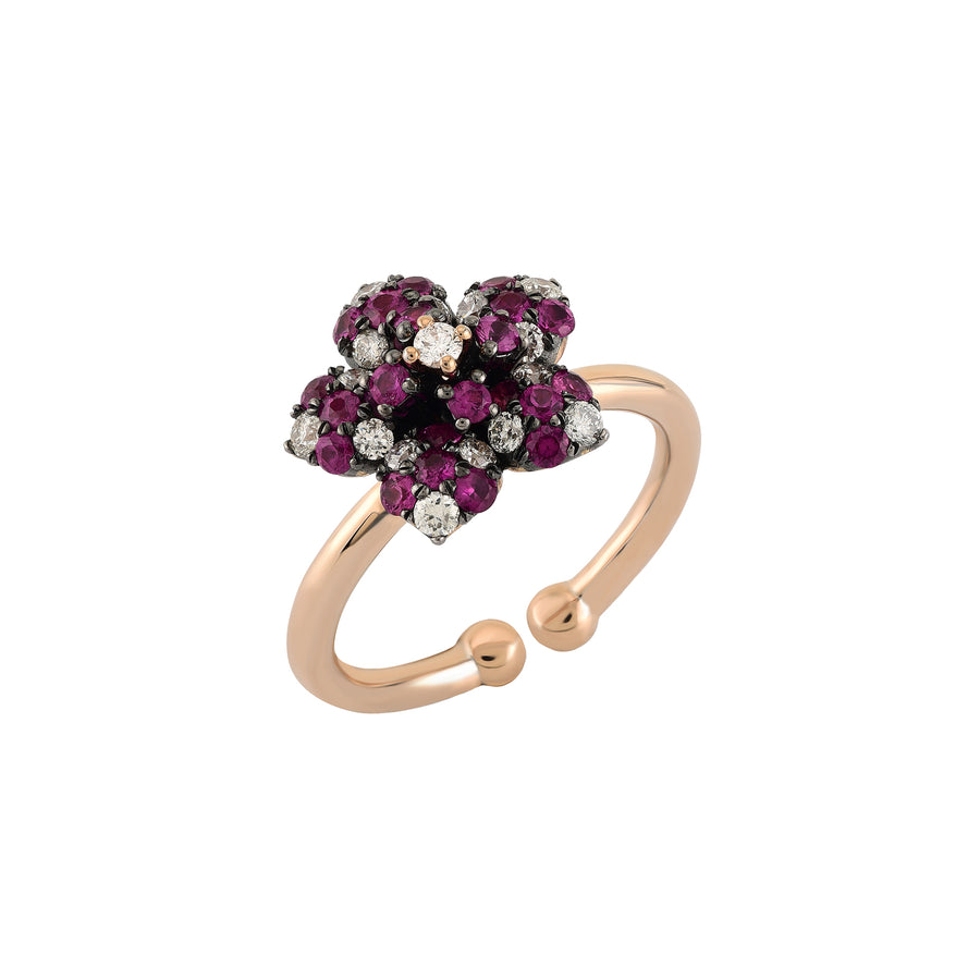 Pink Polkadot Flower Ring